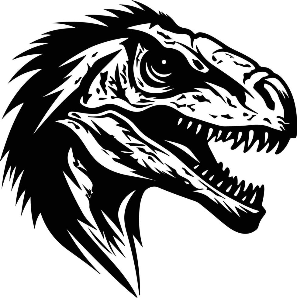 lovely Black silhouette of Velociraptor head vector
