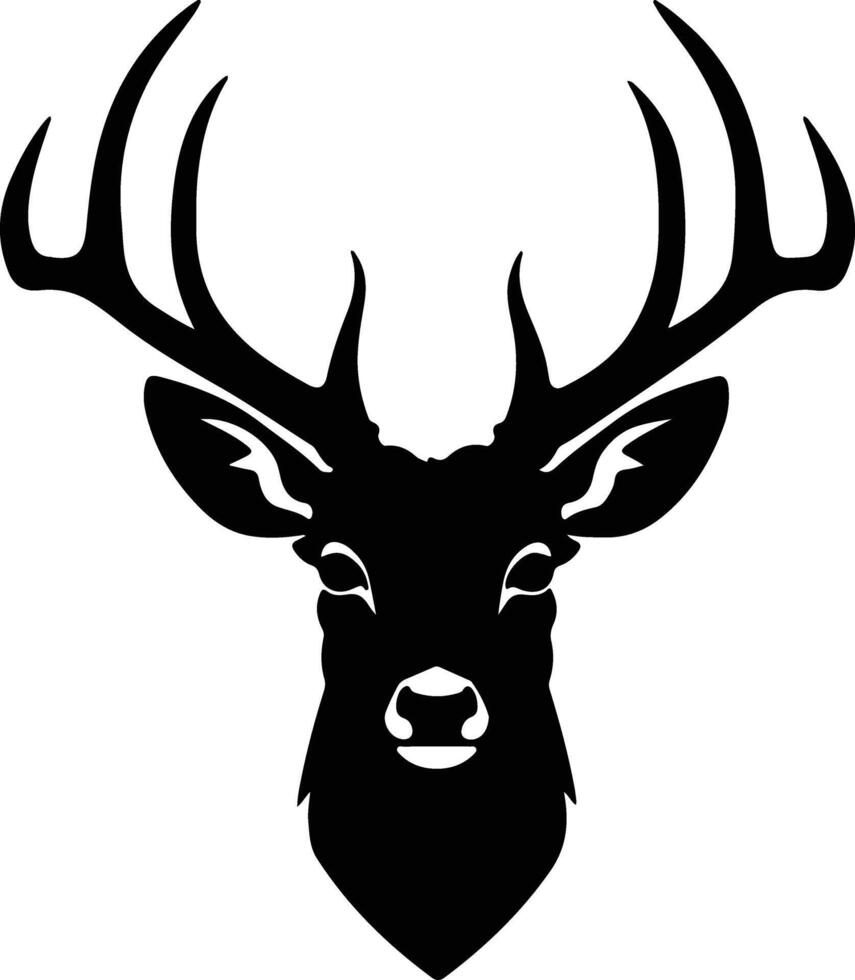captivating Black silhouette of white-tailed deer head vector