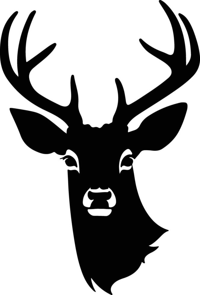 adorable Black silhouette of white-tailed deer head vector
