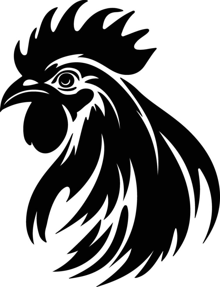 enchanting Black silhouette of rooster head vector