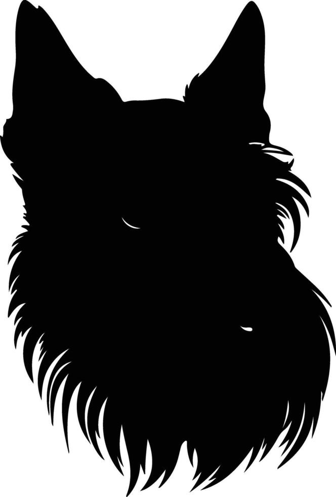 endearing Black silhouette of Scottish terrier head vector