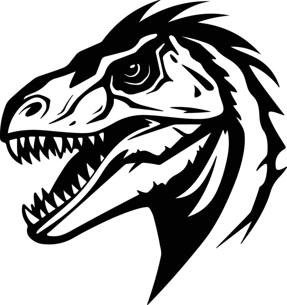 heavenly Black silhouette of Utahraptor head vector