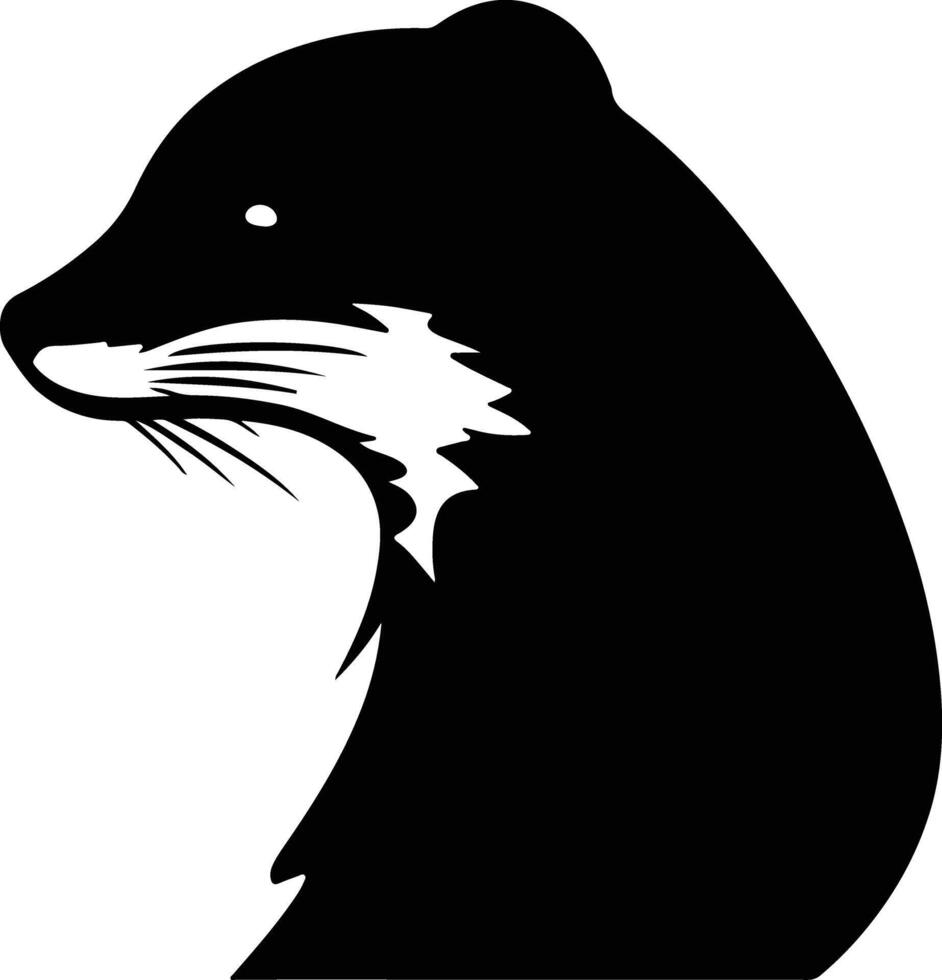 adorable Black silhouette of yellow mongoose head vector
