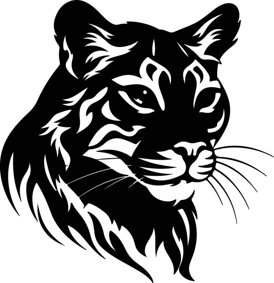 endearing Black silhouette of wild cat head vector