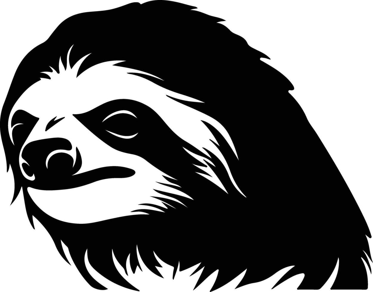 cuddly Black silhouette of sloth head vector