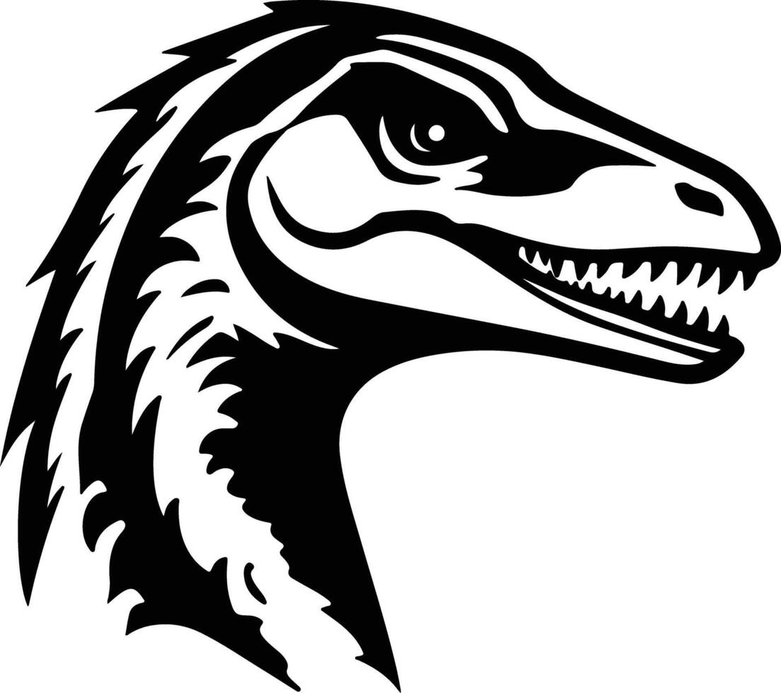 adorable Black silhouette of Velociraptor head vector