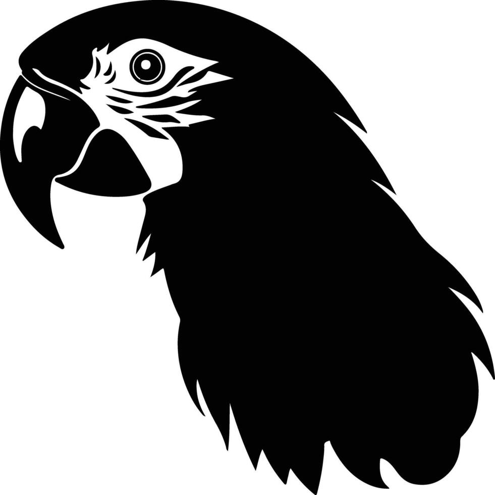 captivating Black silhouette of scarlet macaw head vector