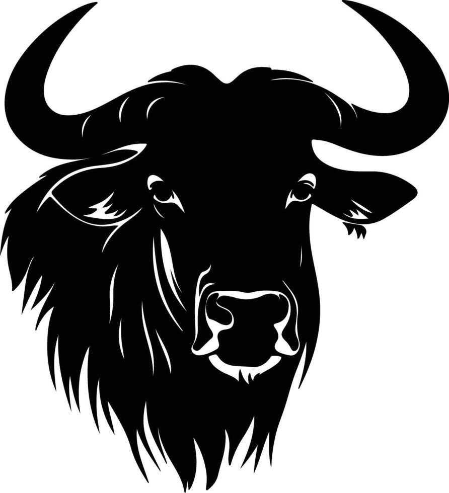 cuddly Black silhouette of wildebeest head vector
