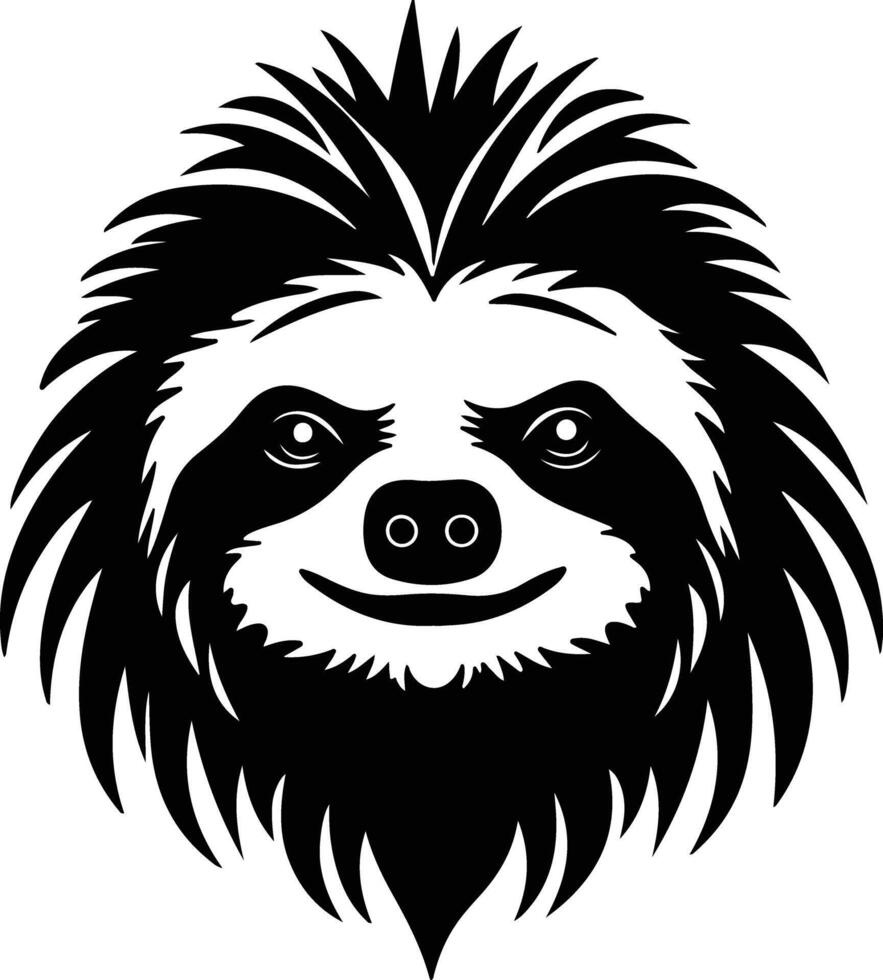 adorable Black silhouette of sloth head vector