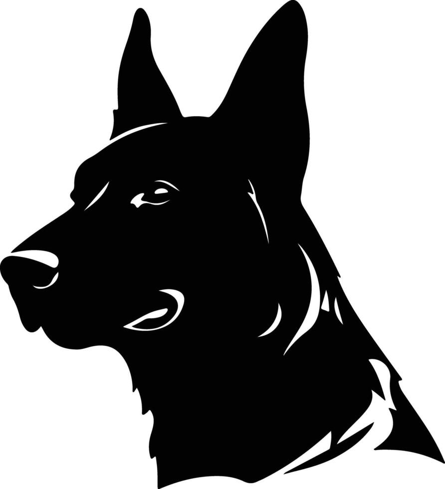 Black silhouette of working dog head vector