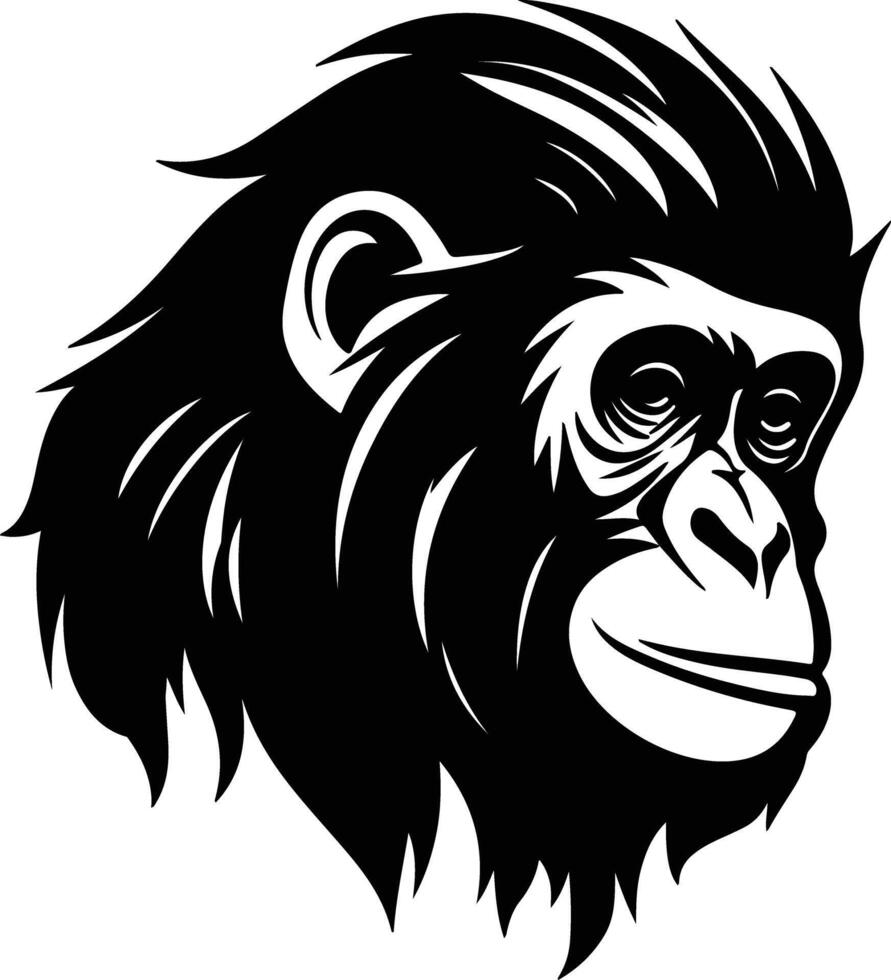 graceful Black silhouette of siamang head vector