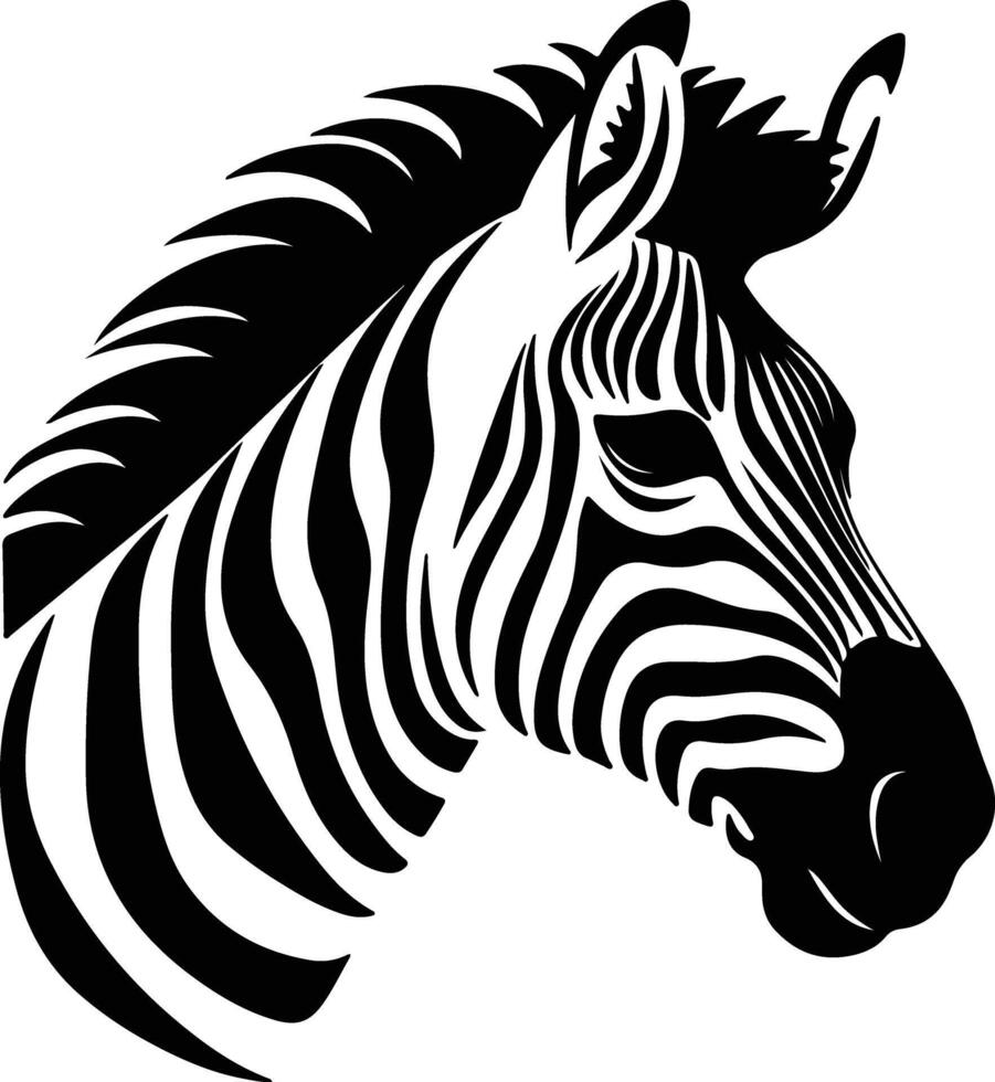 cuddly Black silhouette of zebra head vector