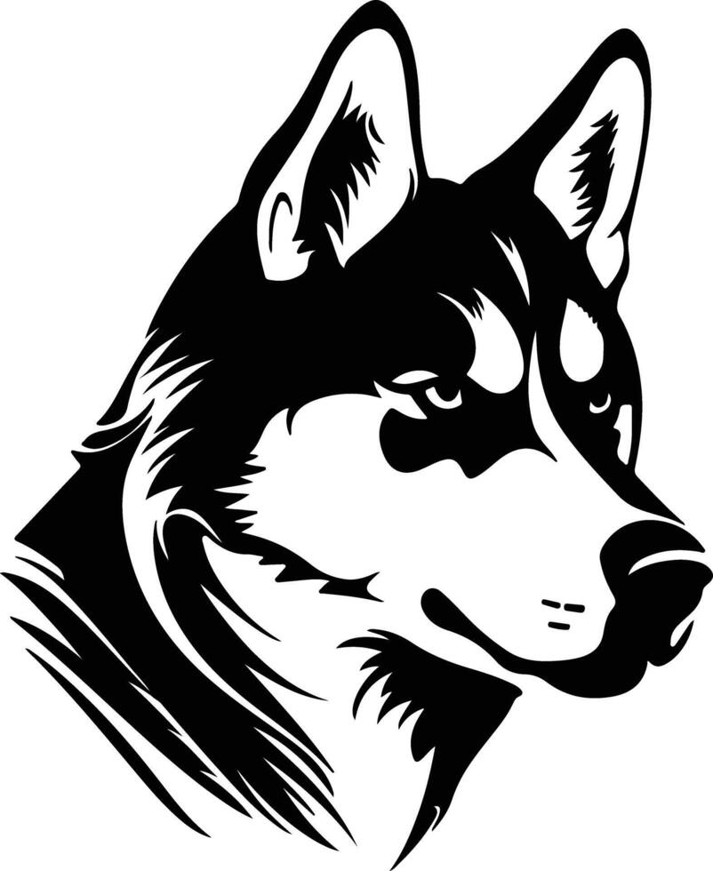 precious Black silhouette of Siberian husky head vector