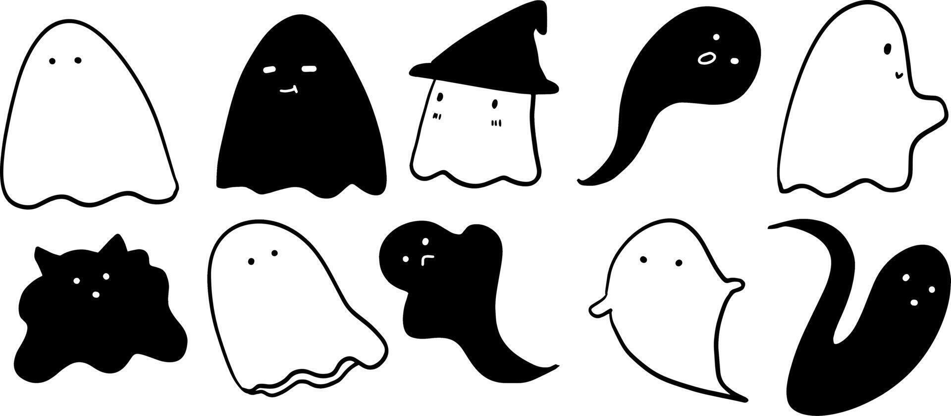 Hand-Drawn Ghost Doodles for Fun and Spooky Themes vector