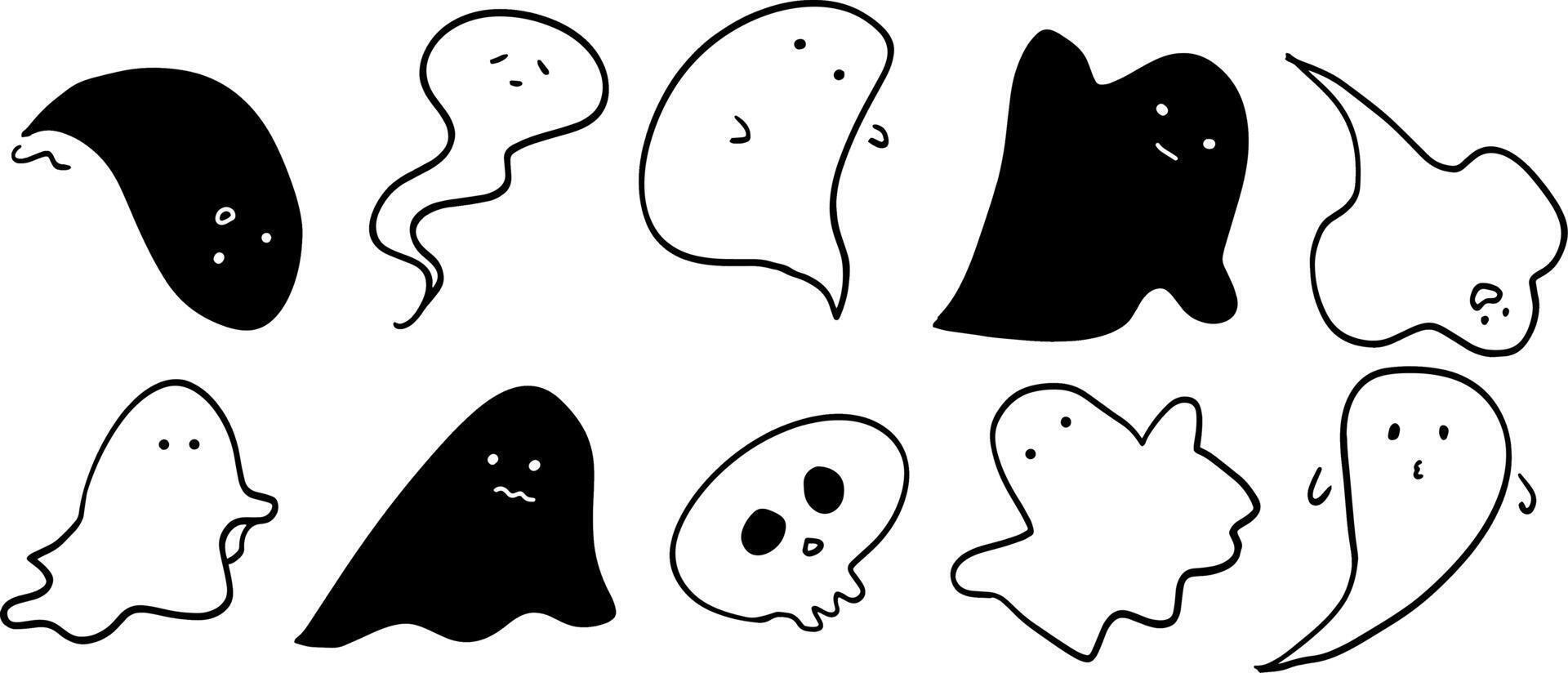 Adorable Ghost Doodle Set for Halloween and Spooky Art vector