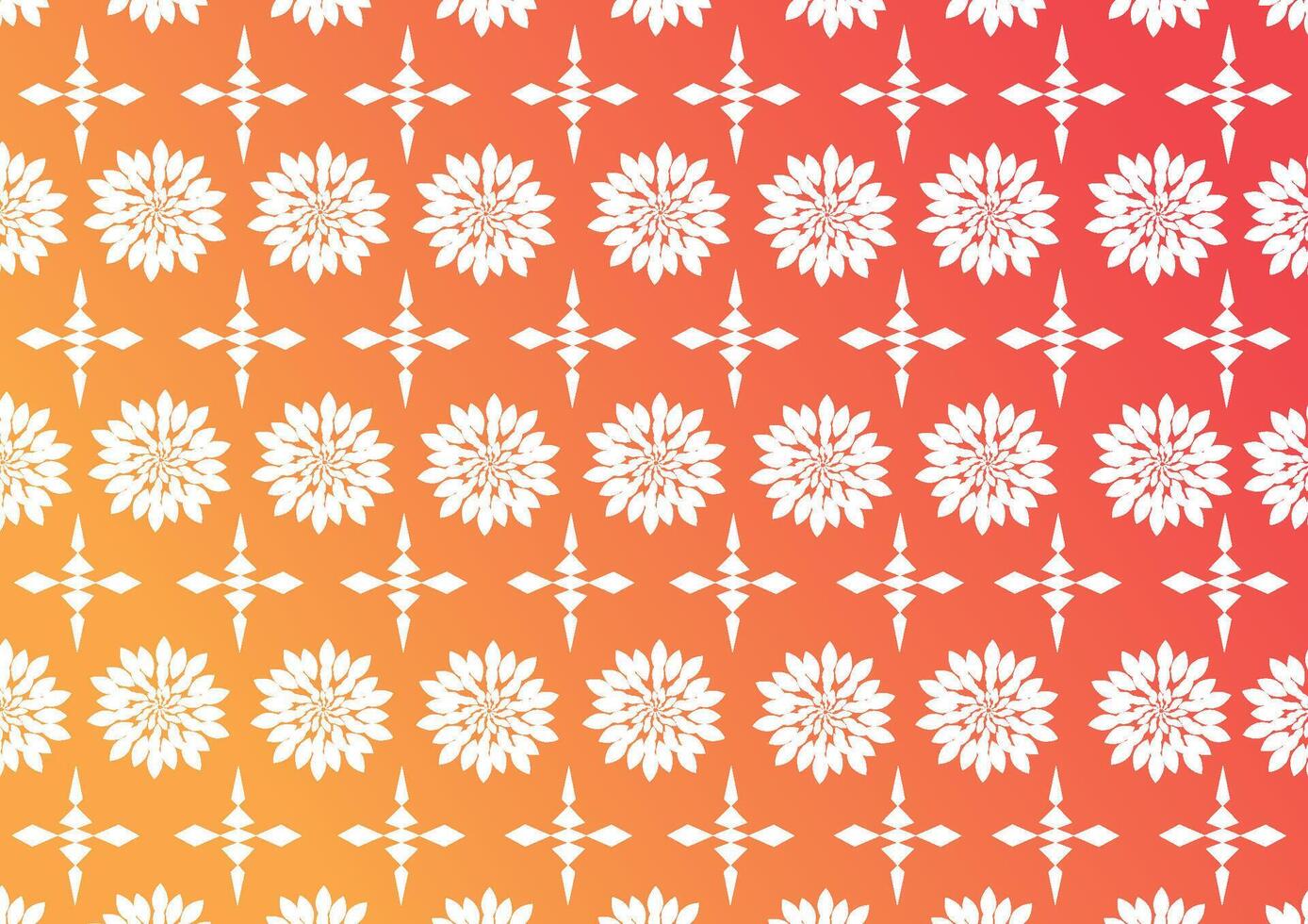 Illustration of seamless pattern of white floral shapes on orange background. vector