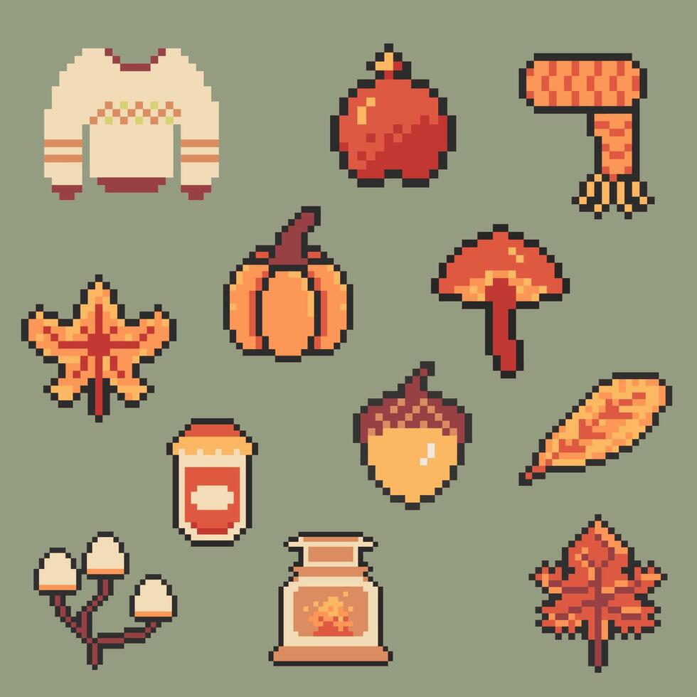 autumn bundle set vector