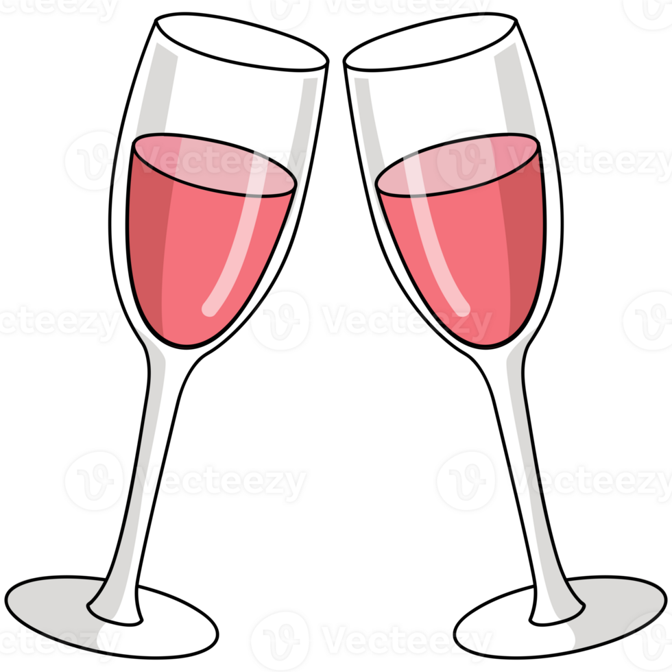 cute doodle illustration of clinking champagne png