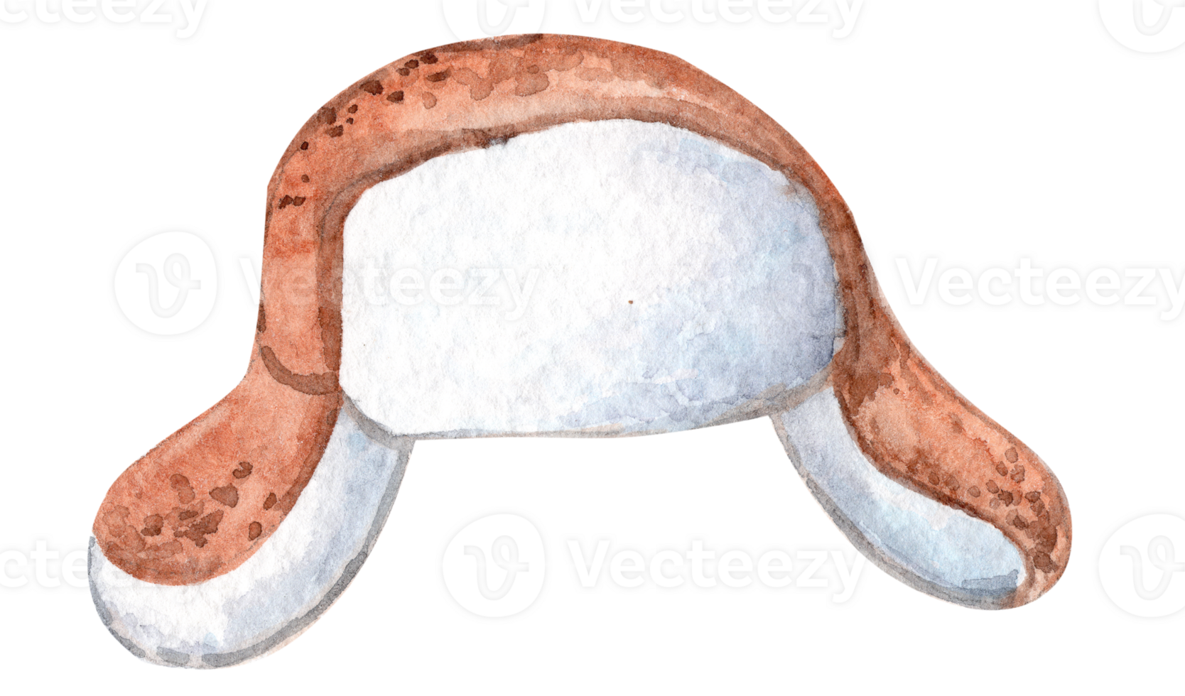 Watercolor brown hat with earflaps isolated png