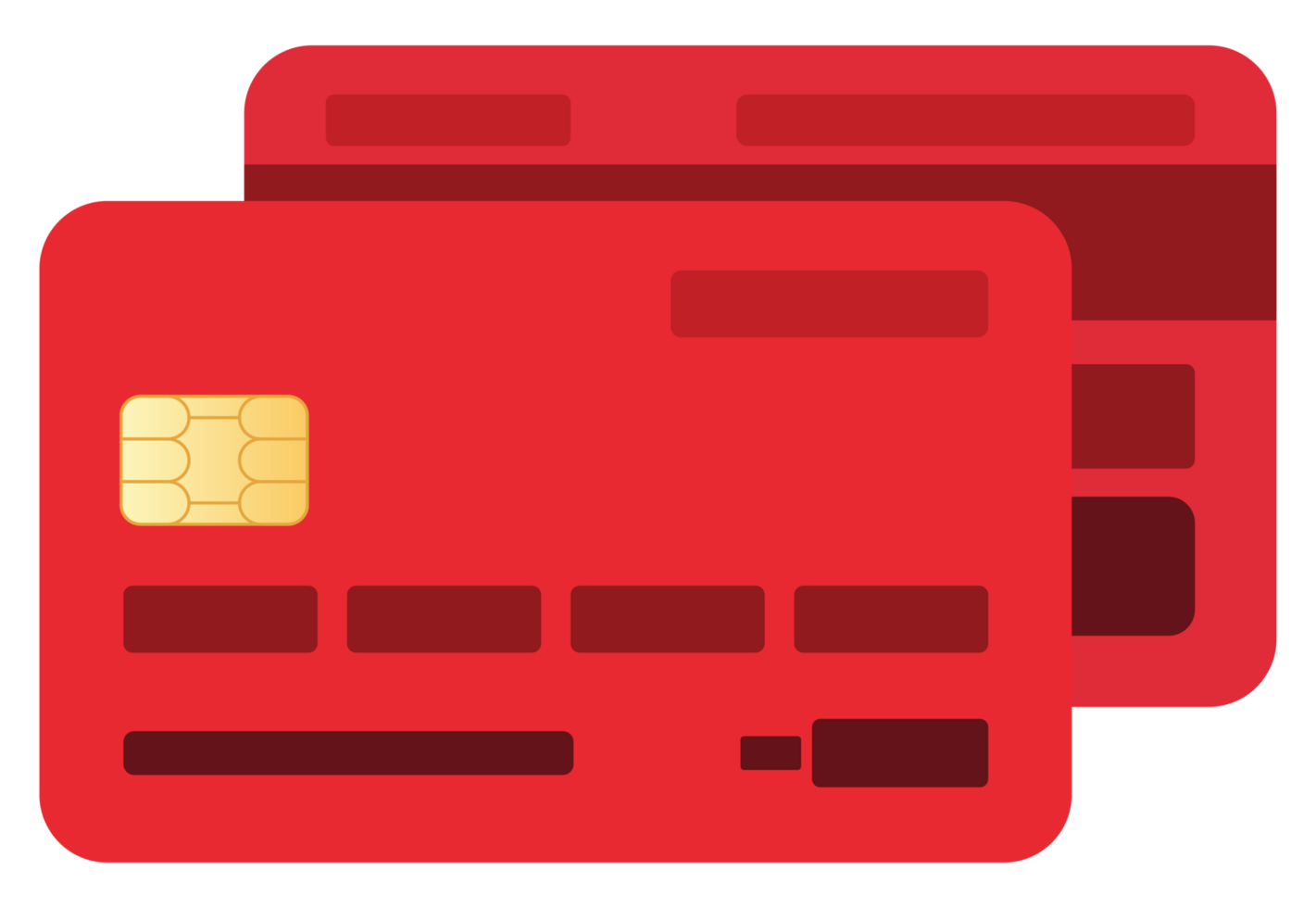 Simple Red Debit Card with Front and Bottom View png