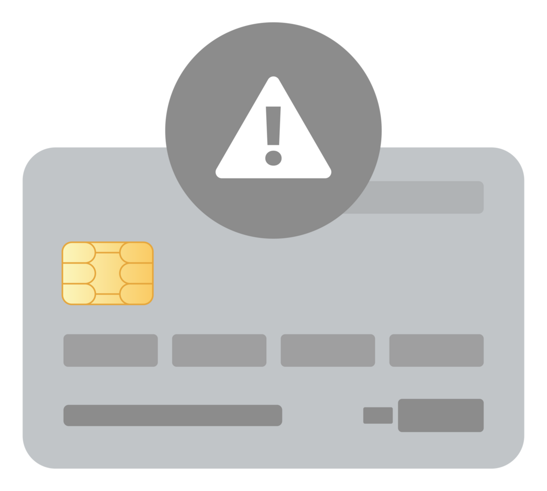 Silver Simple Debit Card with Warning Icon png