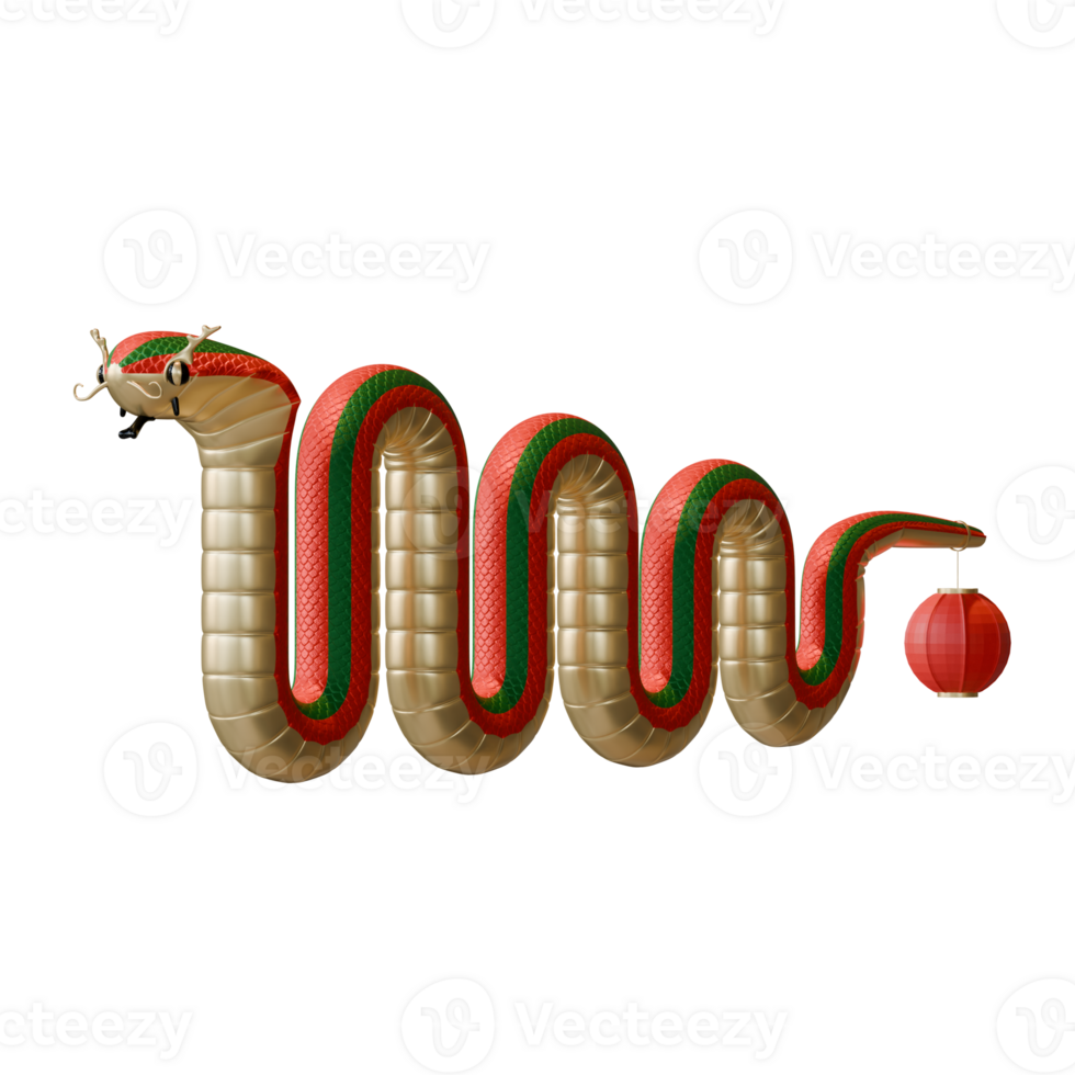 Chinese New Year Of Snake Front View 3D Design Element Illustration png