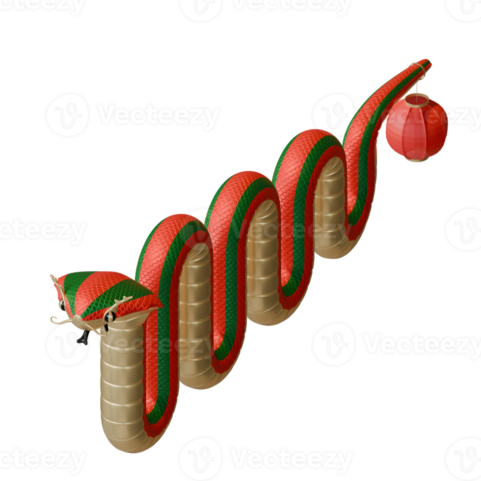 Chinese New Year Of Snake Isometric Front View 3D Design Element Illustration png