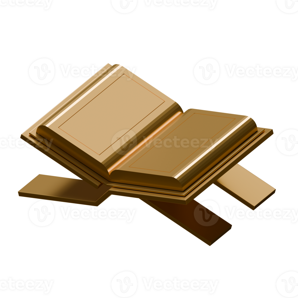Quran 3D Render Design Element Top Side View png
