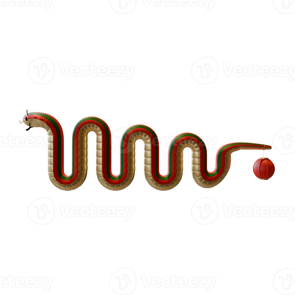 Chinese New Year Of Snake Side View 3D Design Element Illustration png