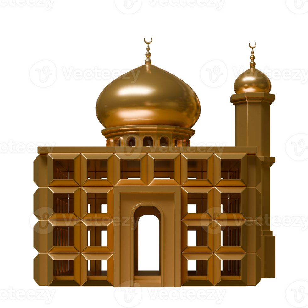 Box Mosque 3D Render Design Element Front View png