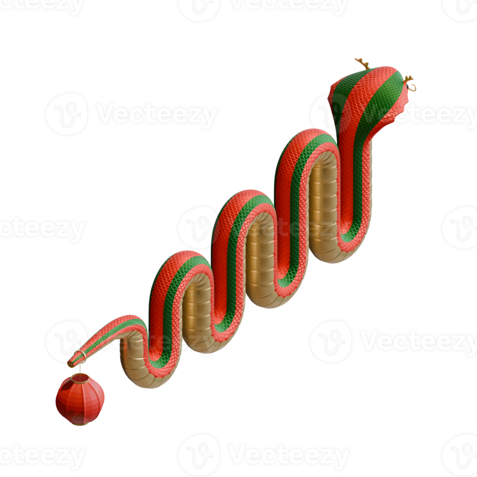 Chinese New Year Of Snake Isometric Rear View 3D Design Element Illustration png
