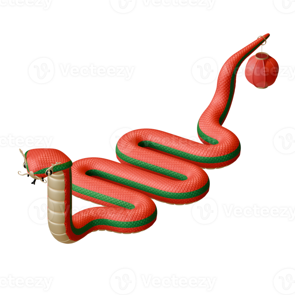 Chinese New Year Of Serpent Isometric Front View 3D Design Element png