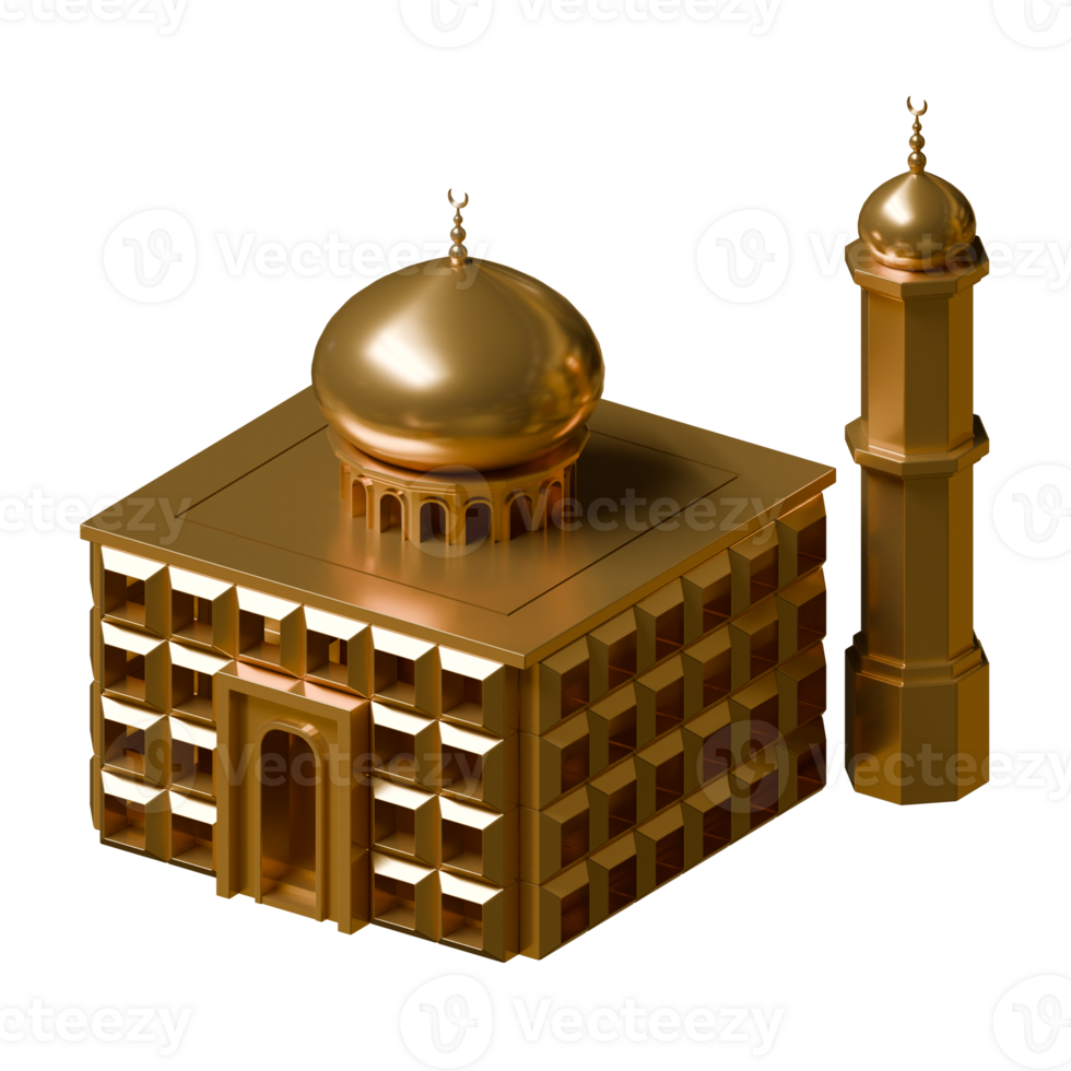 Box Mosque 3D Render Design Element Top Side View png
