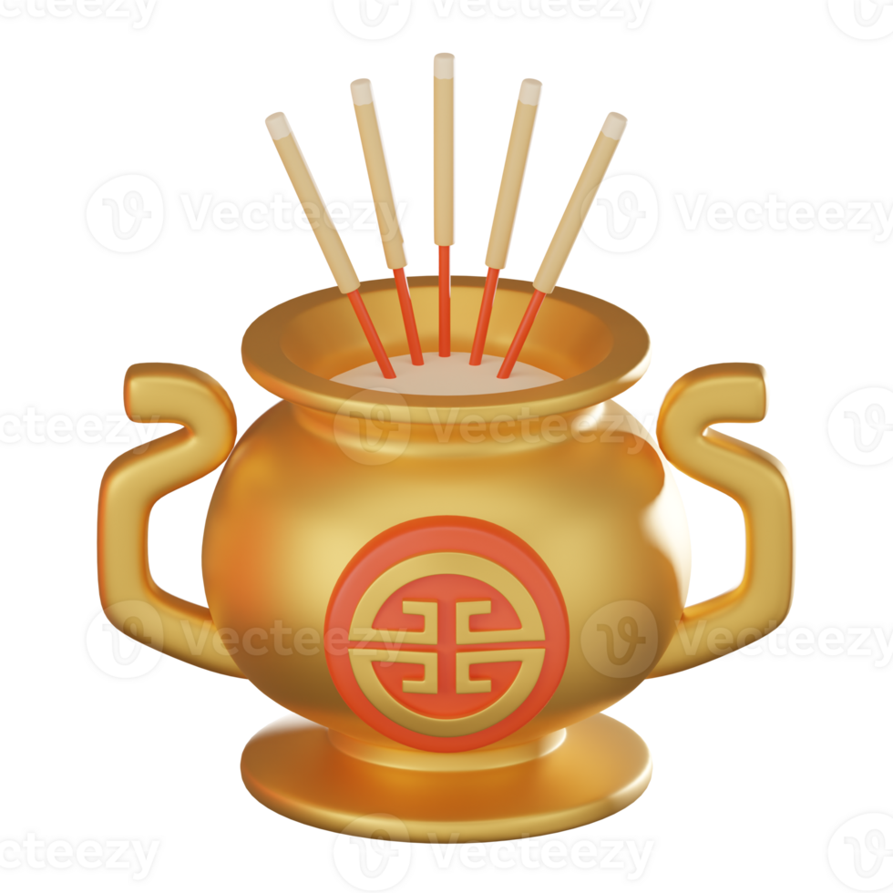 3D Render, Chinese New Year Incense, Spiritual Celebration and Tradition, Icon Illustration png