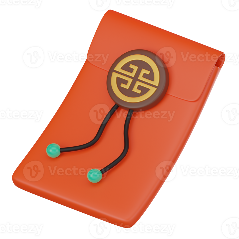 3D render, Chinese new year red envelope, Icon Illustration png