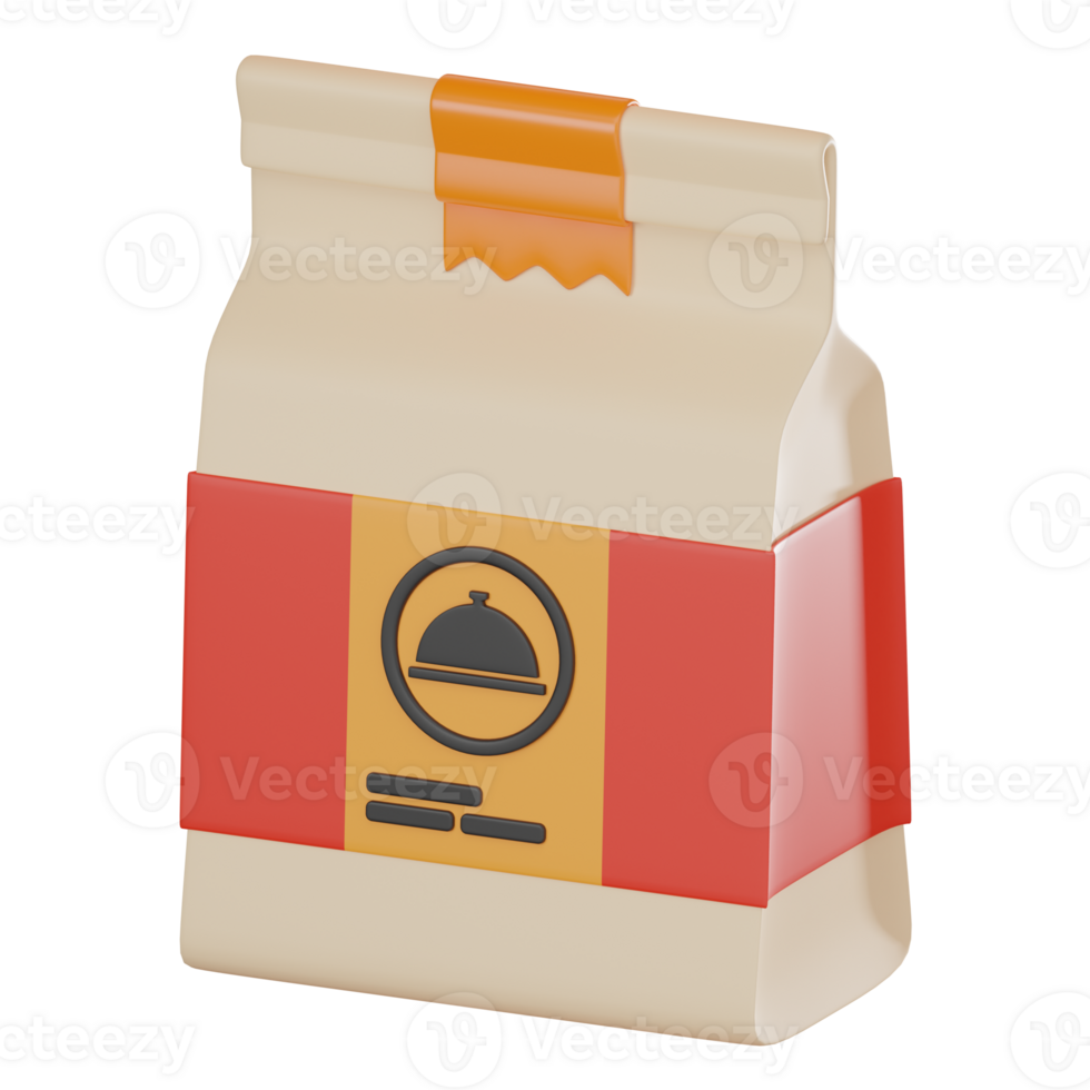 3D Render Food Delivery Bag for Digital Marketing Icon Illustration png