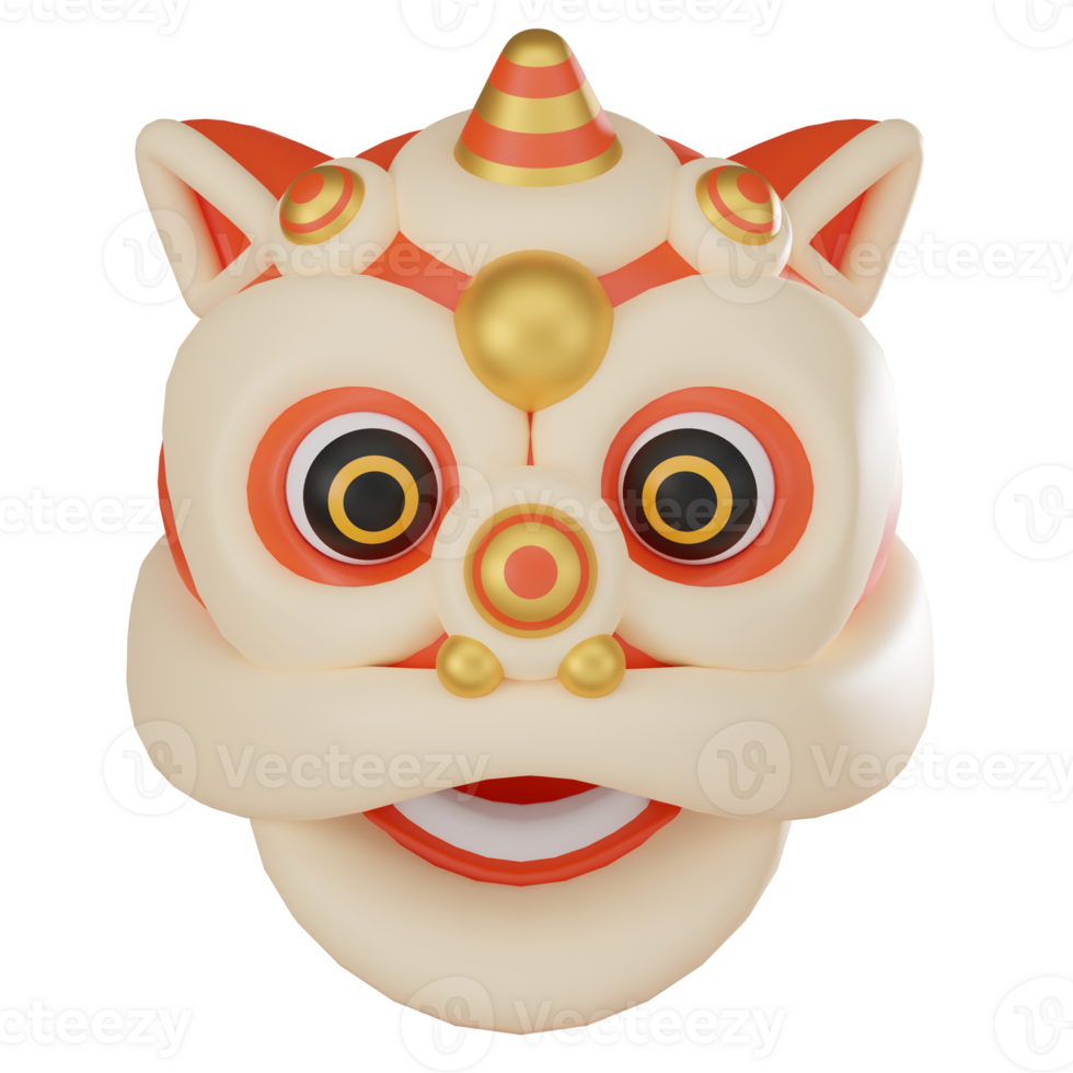 3D Render, Chinese New Year Lion Head, Festive for Celebrations, Icon Illustration png