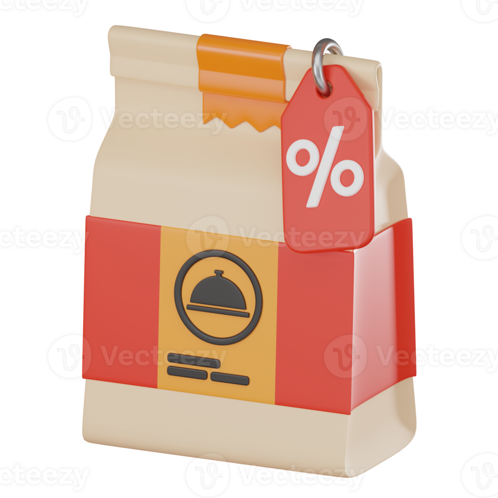 3D Render Food Discount for Promotions and Savings Platforms Icon Illustration png
