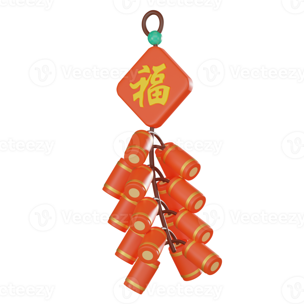 3D Render, Chinese New Year Firecrackers Celebration ,Traditional Icon for Lunar Festival, Icon Illustration png