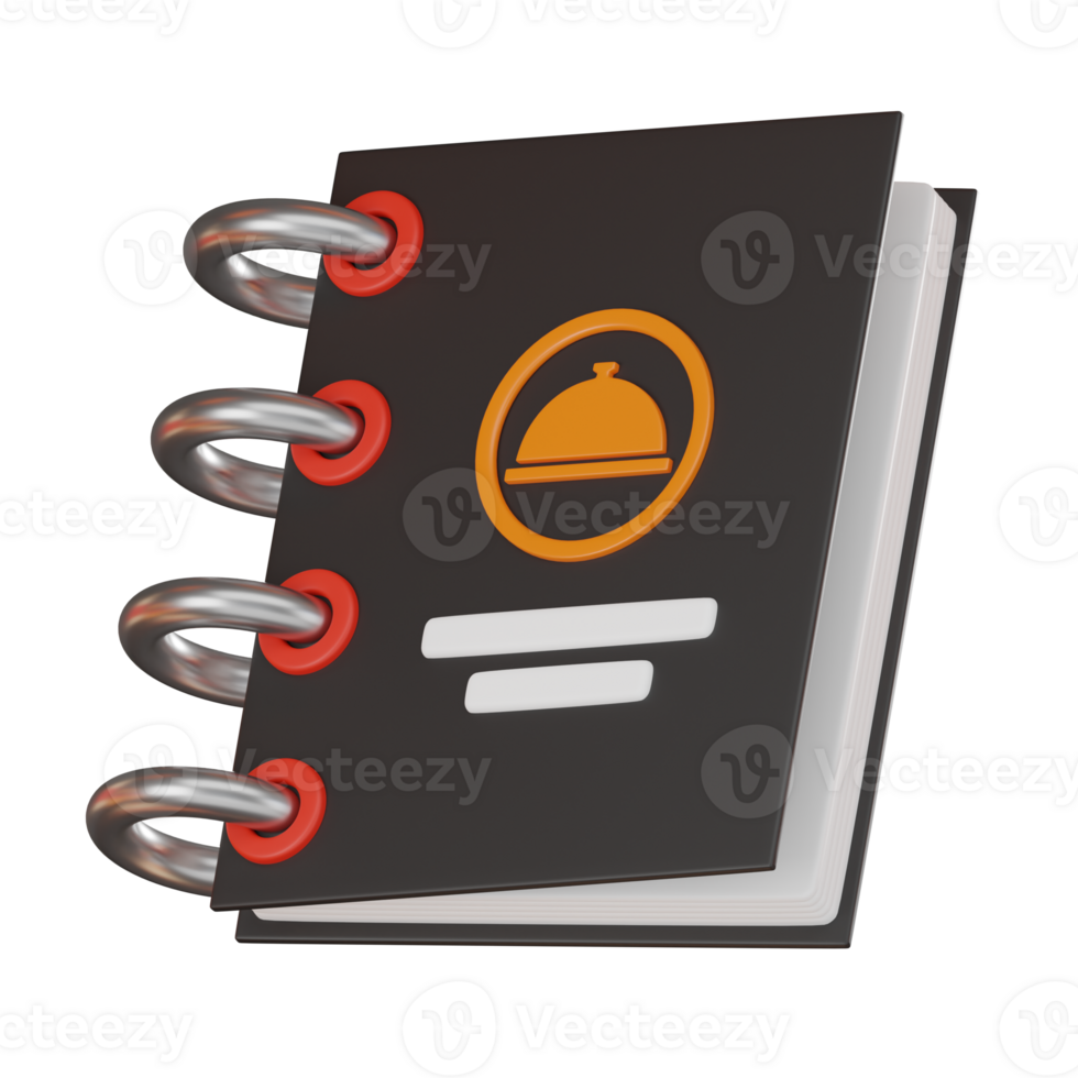 3D Render of Food Order List for Restaurant and Delivery Services Icon Illustration png
