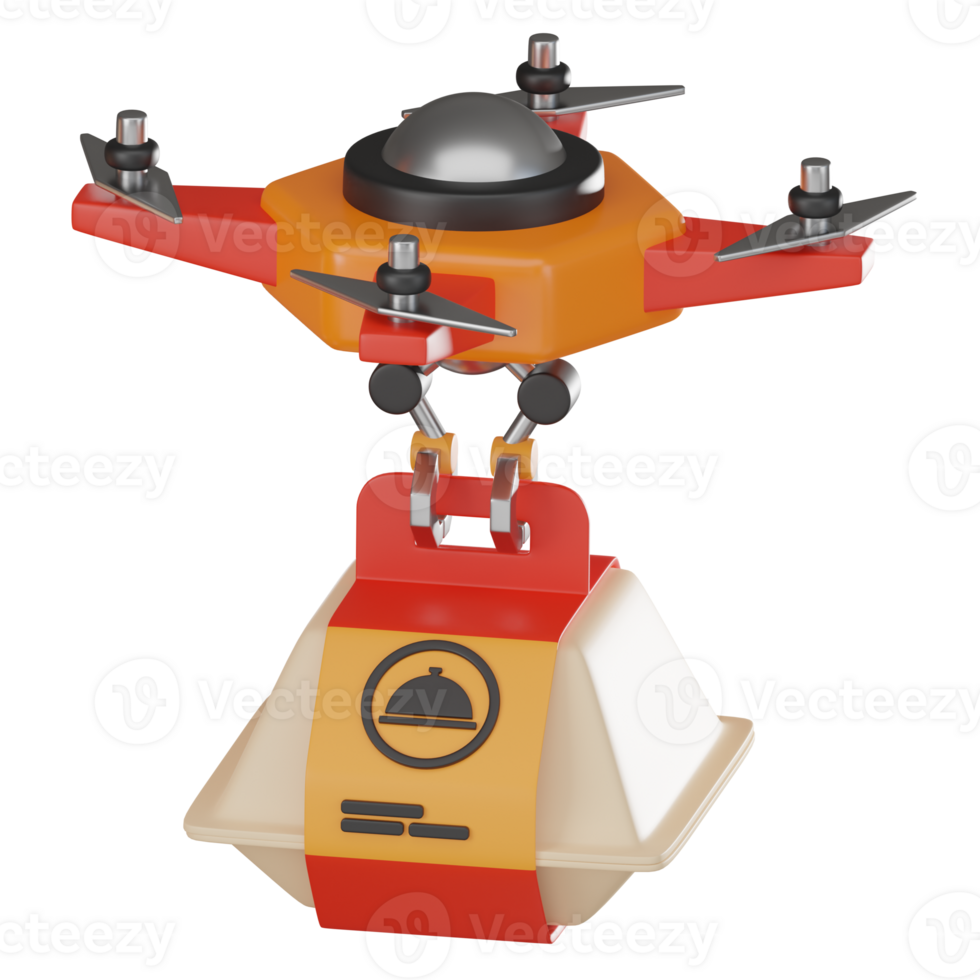 3D Render Food Delivery Drone for Smart Urban Solutions Icon Illustration png