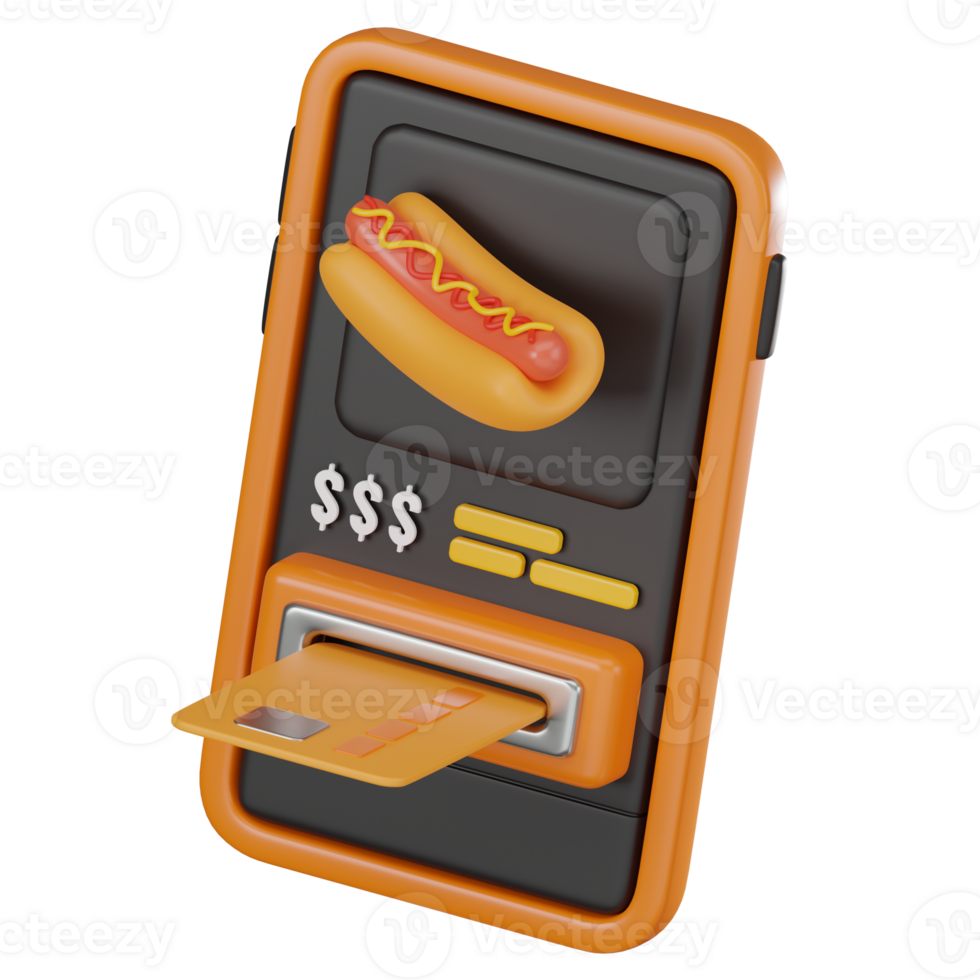 3D render, Online Food Payment for Digital Transactions, Icon Illustration png