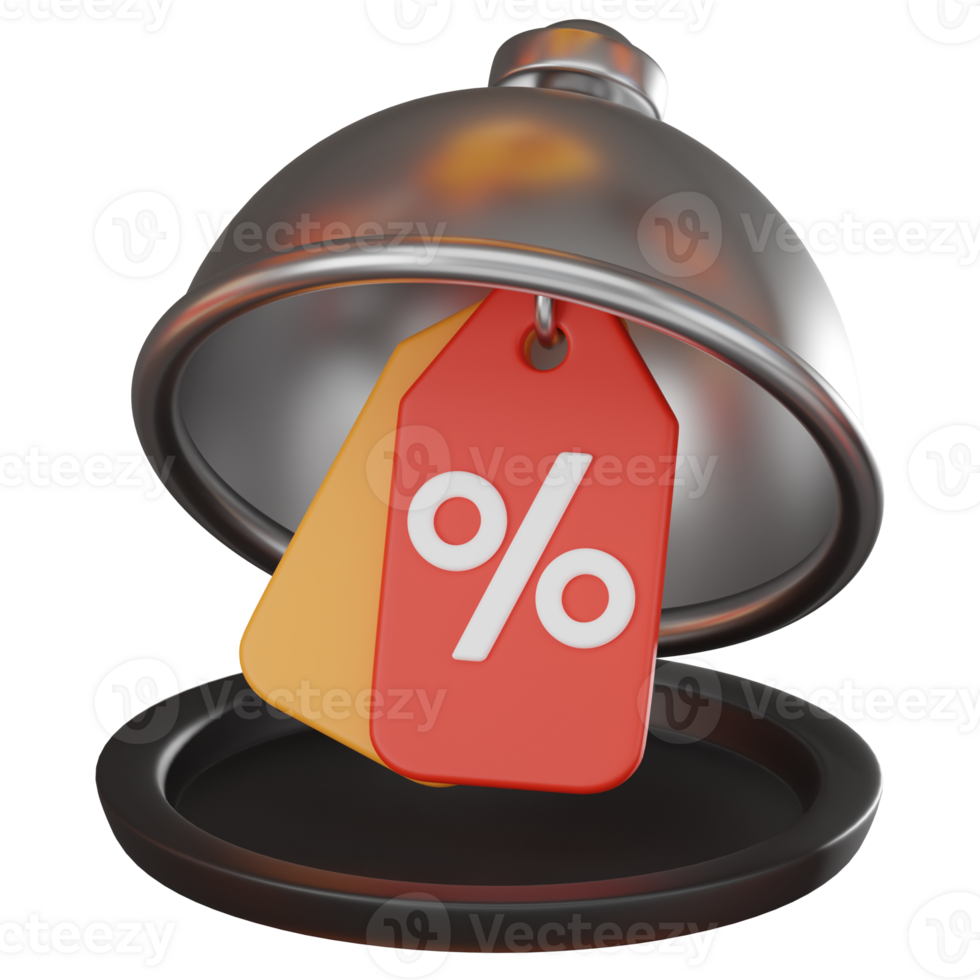3D Render Food Discount for Promotions and Savings Platforms Icon Illustration png