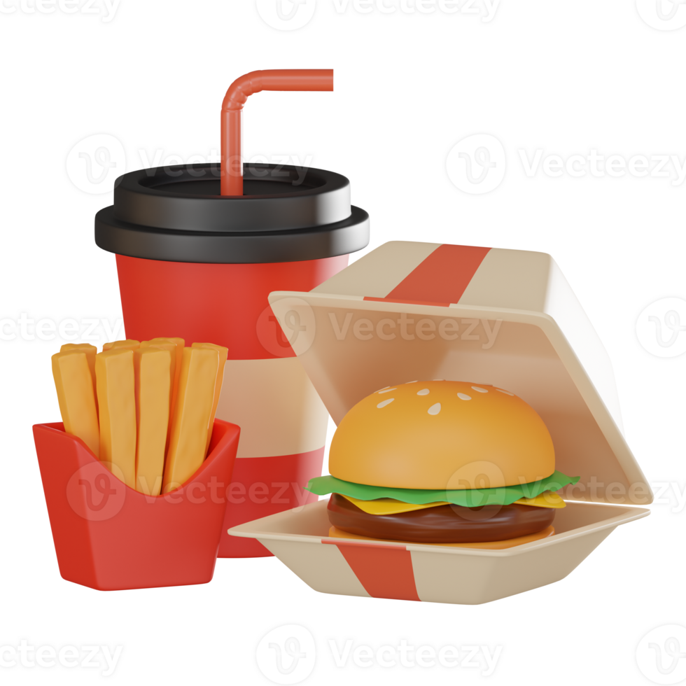 3D Render of Ready-to-Eat Takeaway Meal Packaging Icon Illustration png