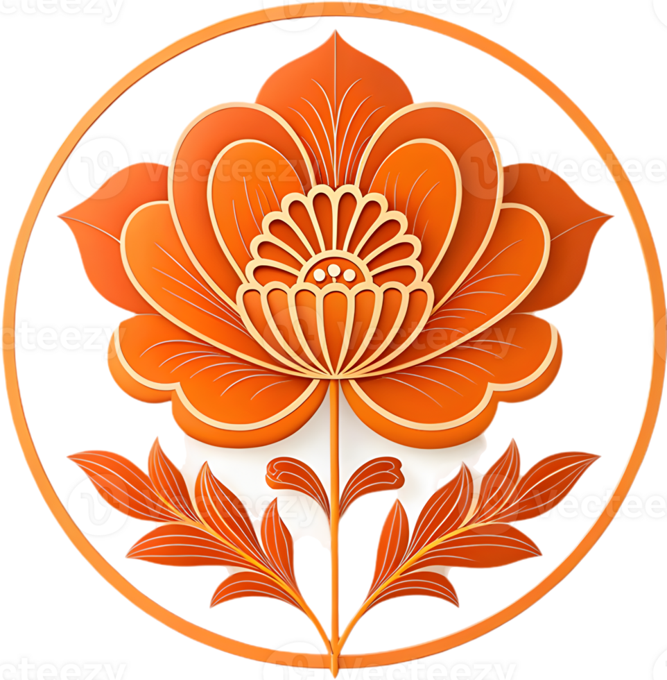 Artistic Poppy flower icon for logos and branding. . png
