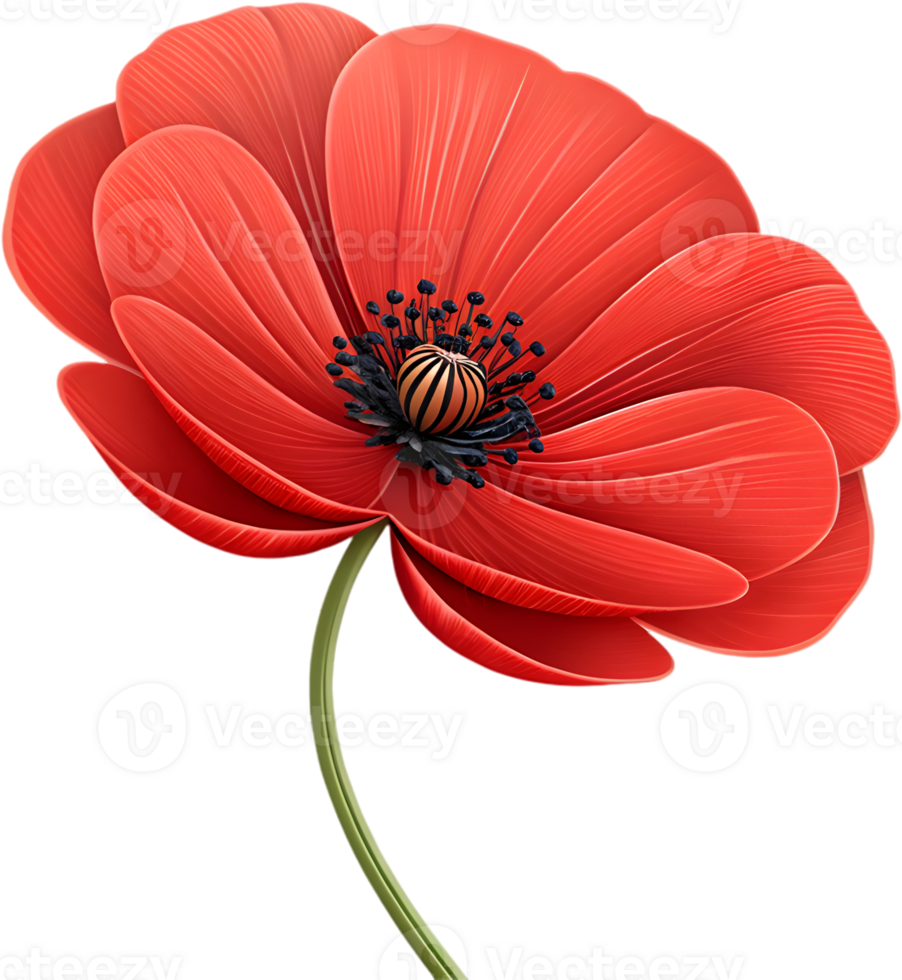 Artistic Poppy flower icon for logos and branding. . png