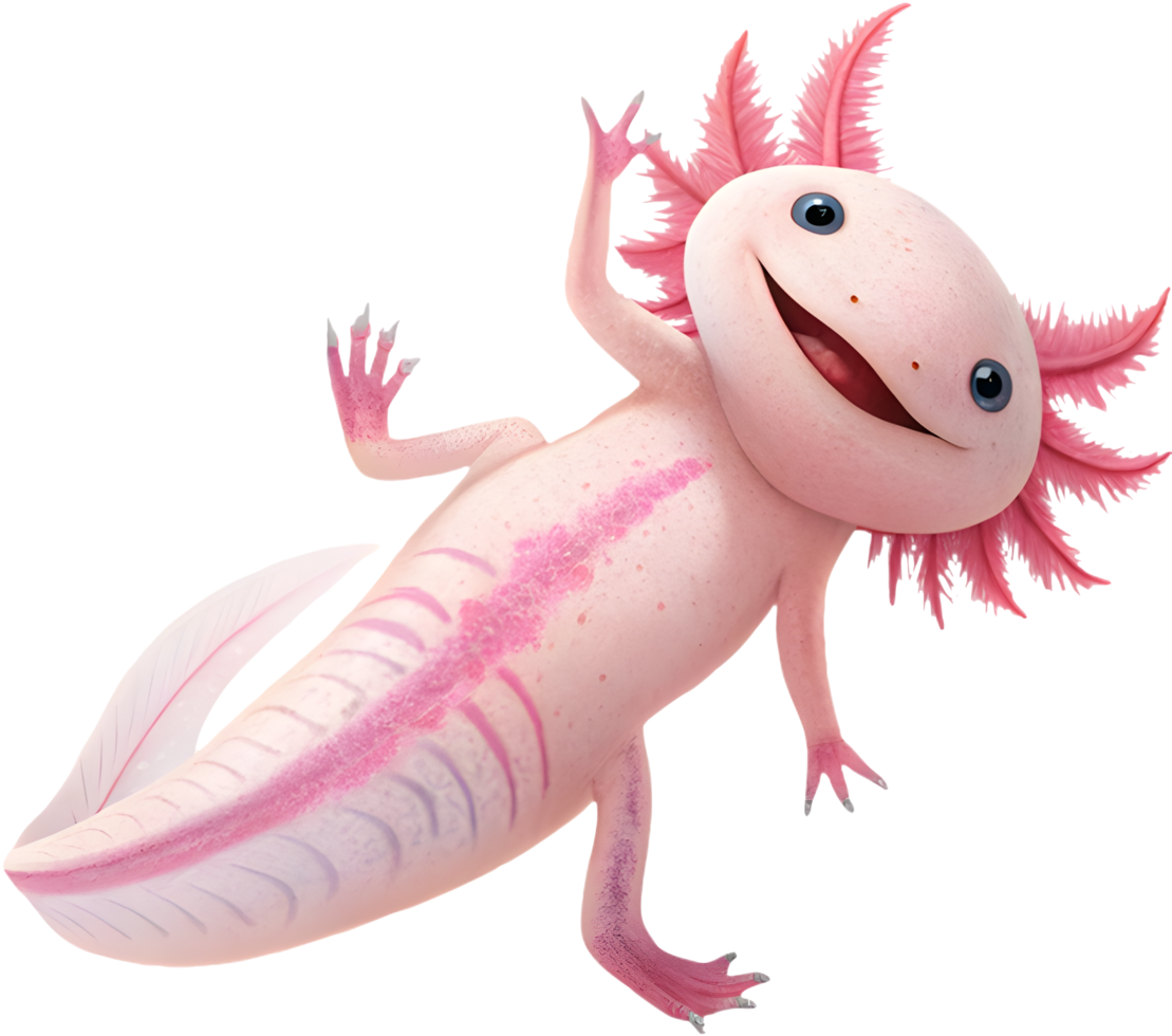 Charming Axolotl cartoon clipart for delightful aquatic themes. . png
