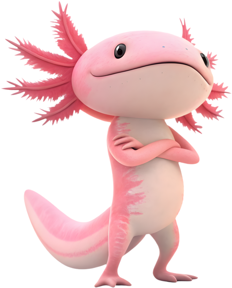 Adorable Axolotl cartoon clipart for creative aquatic projects. . png