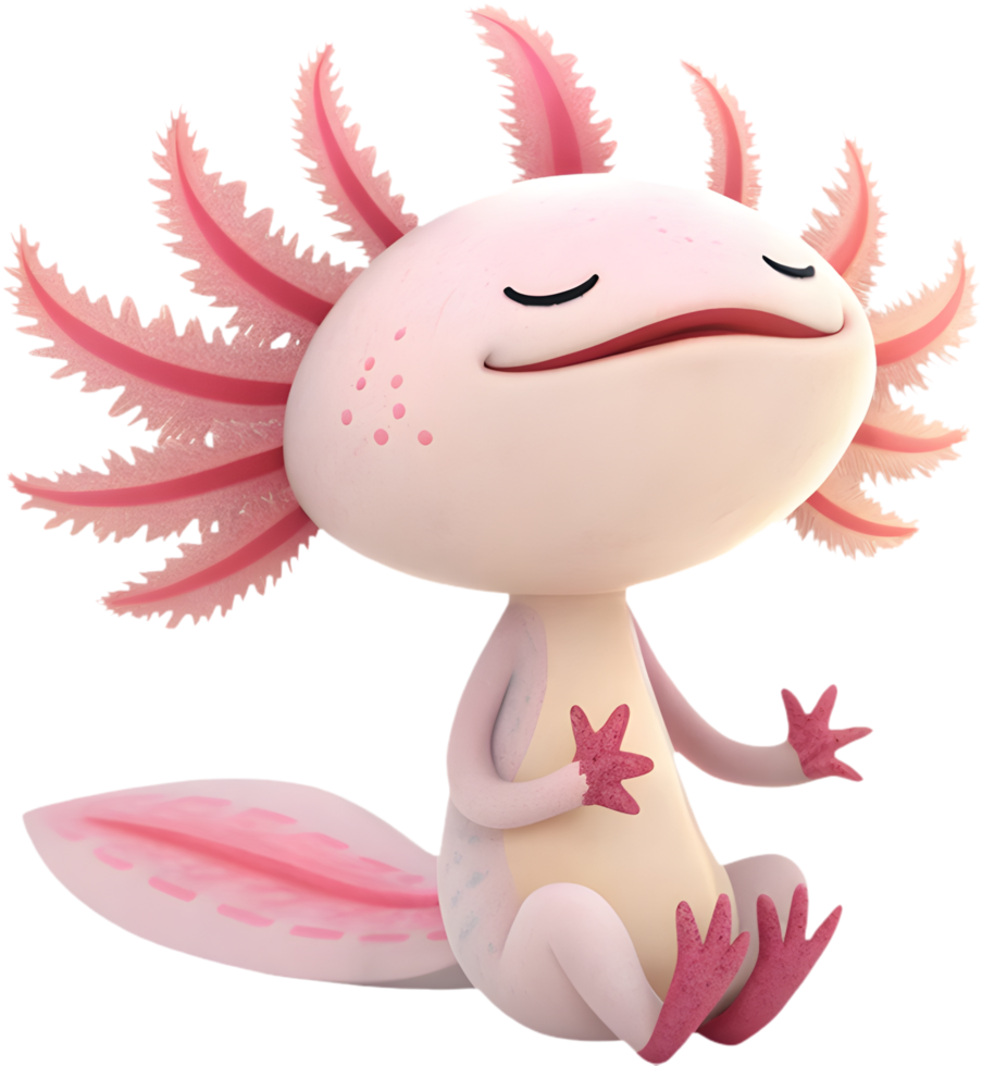 Cute Axolotl cartoon clipart featuring underwater creature vibes. . png