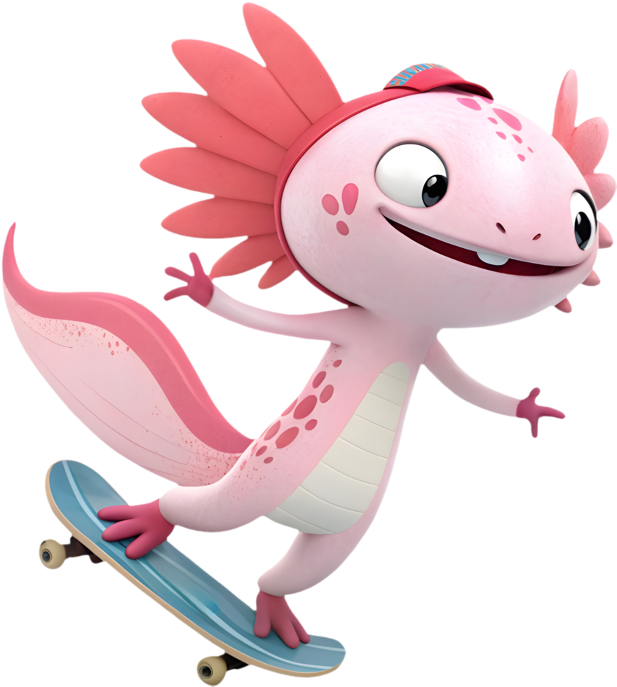Playful Axolotl cartoon clipart for charming design projects. . png